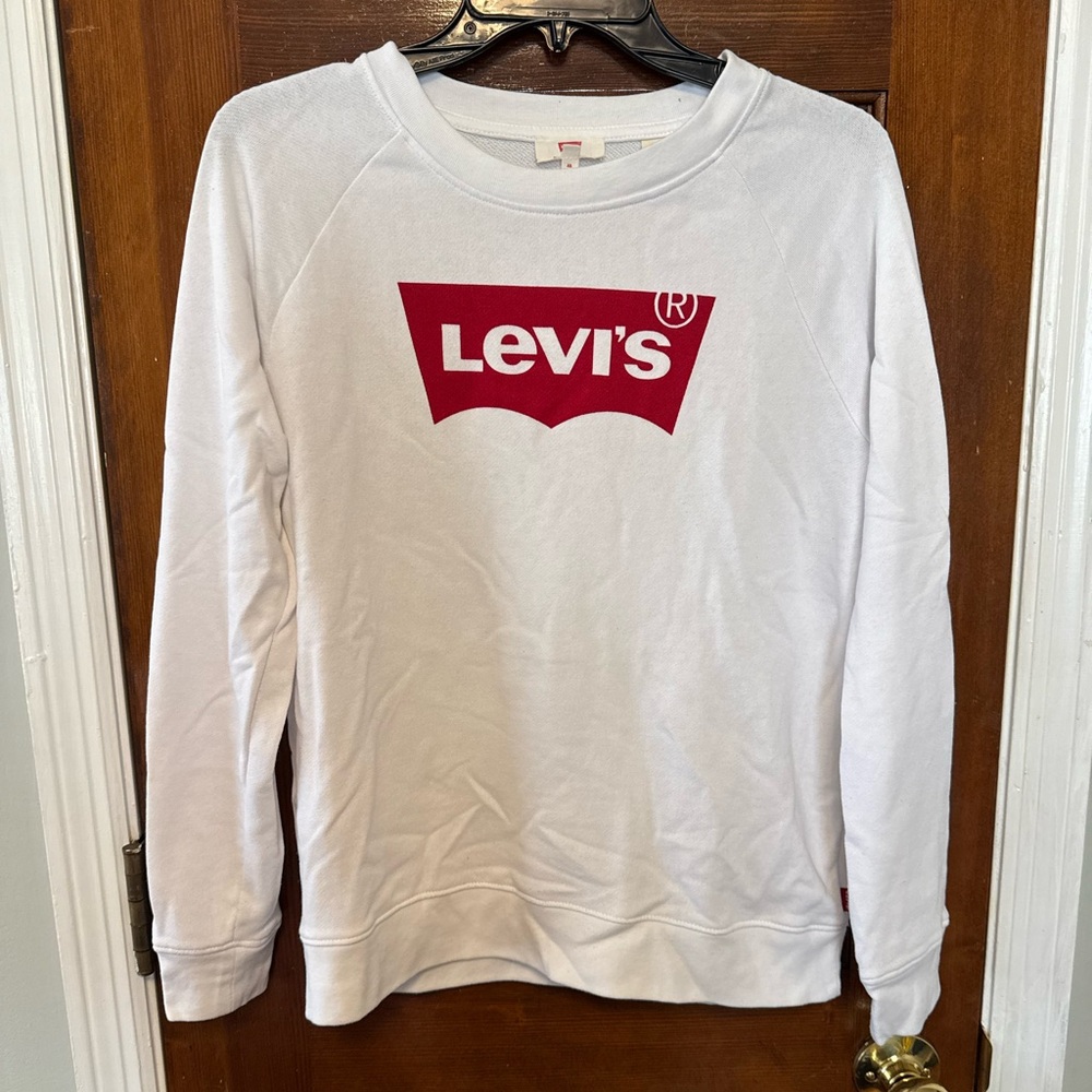 Levi's Classic White Sweatshirt with Red Logo